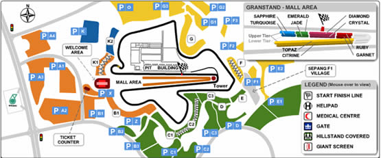 F1GP観戦ツアー、マレーシアGP、コースMAP